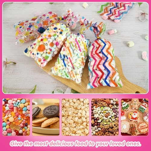 Docvania Cello Cellophane Treat Gift Bags Rainbow Cookie Bags 100 pcs 5 X 11 Goodie Bag with Ties for Mother's Day, Valentine's Day and Parties, Weddings - Image 5