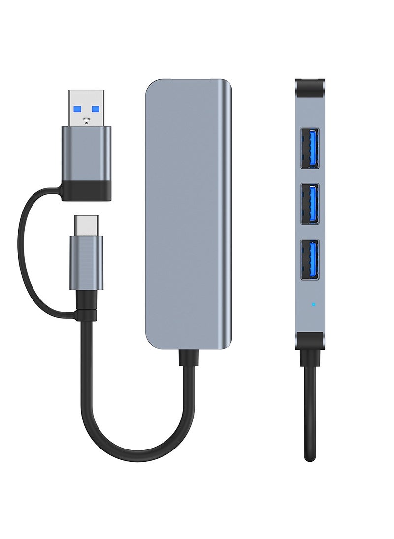 USB Hub 4 Port USB 3.0 Ultra Slim Data Hub USB 3.0 Splitter Aluminum Multiple USB Extension Dock Compatible for MacBook Mac Pro Mini iMac Surface Pro XPS PS5 PC USB Flash Drive Mobile HDD