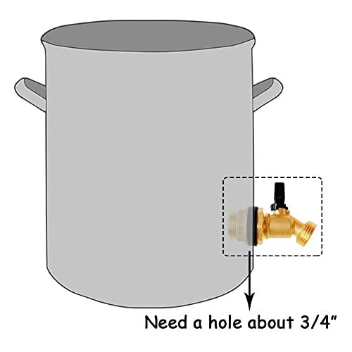 Uenede Brass Water Container Rain Barrel Faucets Spigot 1/2" Male Thread Inlet to 3/4"GHT Male Thread Outlet with Quarter Turn Ball Valve Include Bulkhead Fitting and Washers - Image 4