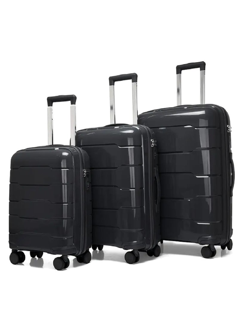 Reflection PP Luggage Set of 3, Scratchproof, Lightweight & 360° Silent Wheels Suitcase, PP Hard Luggage Trolley, Travel Luggage with Spinner Wheels  (3pc Set, Black) - Image 1