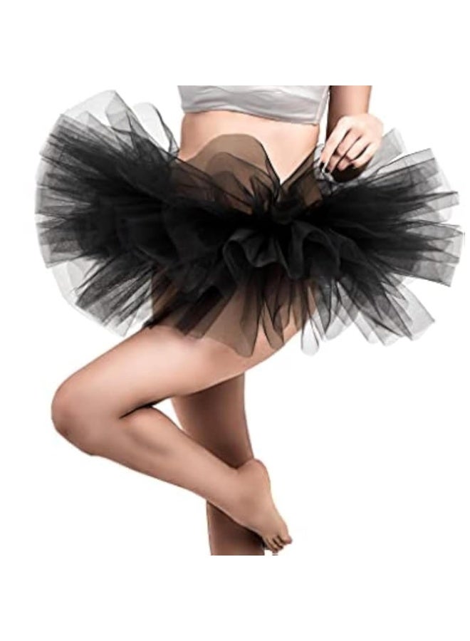 Women's Skirt, Skirt for Wedding Pencil Skirt A-line Swing Skirt Adult Tutus Skirts Solid Mesh Tulle Skirt Classic 5 Layer Pleated Long Petticoat One Size Fits all (Black) - Image 2