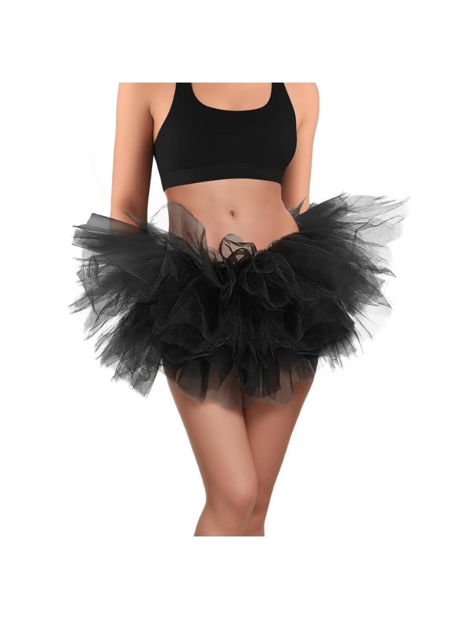 Women's Skirt, Skirt for Wedding Pencil Skirt A-line Swing Skirt Adult Tutus Skirts Solid Mesh Tulle Skirt Classic 5 Layer Pleated Long Petticoat One Size Fits all (Black) - Image 1