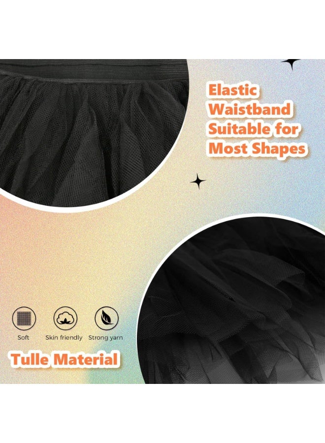 Women's Skirt, Skirt for Wedding Pencil Skirt A-line Swing Skirt Adult Tutus Skirts Solid Mesh Tulle Skirt Classic 5 Layer Pleated Long Petticoat One Size Fits all (Black) - Image 5