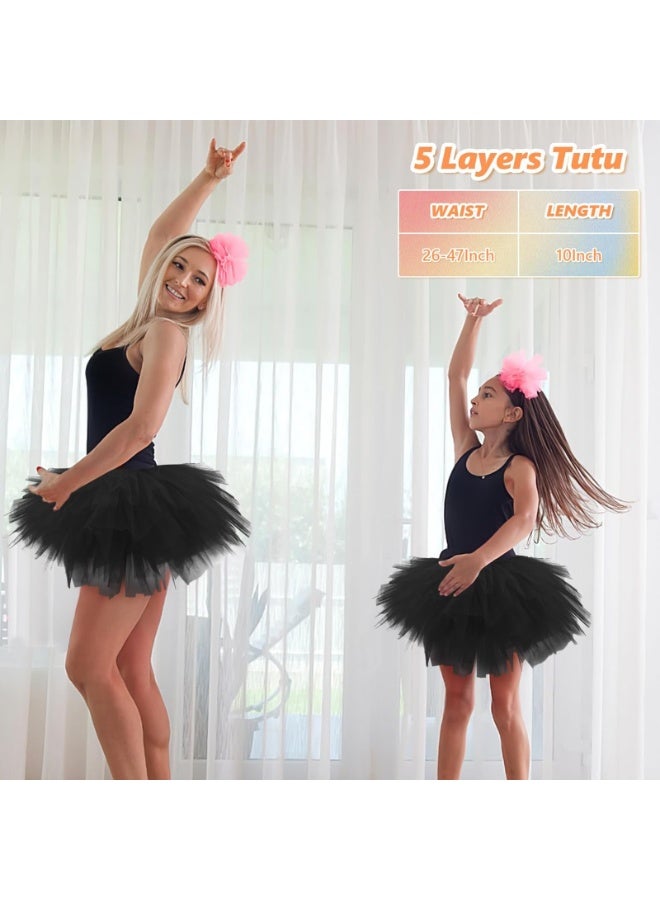 Women's Skirt, Skirt for Wedding Pencil Skirt A-line Swing Skirt Adult Tutus Skirts Solid Mesh Tulle Skirt Classic 5 Layer Pleated Long Petticoat One Size Fits all (Black) - Image 4