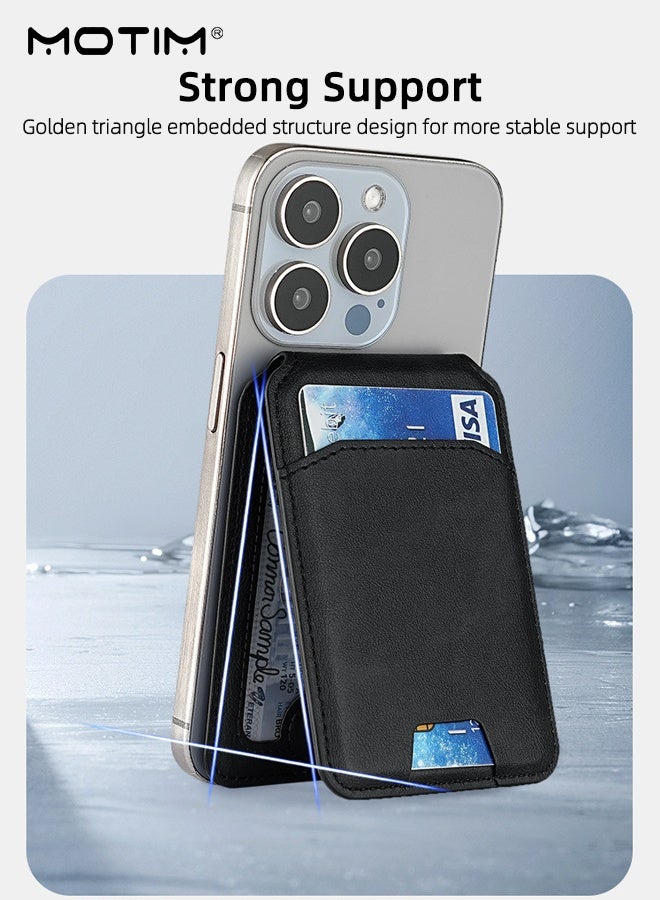 Motim Phone MagSafe Wallet Holder, Leather MagSafe Secure Credit Card Holder with Adjustable Stand for iPhone 17/16/15/14/13/12, 4 Card Holder, Not for iPhone 13/12 Mini - Image 5