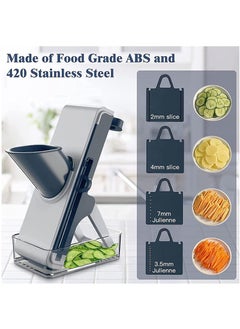 MIXDE Multifunctional Vegetable Cutter, Mandolin Slicer Kitchen Vegetable Cutter, Safety Potato Slicer, Food Chopper Grater Slicer For Vegetable Fruit Meat With Container Replaceable Blades  - Image 3
