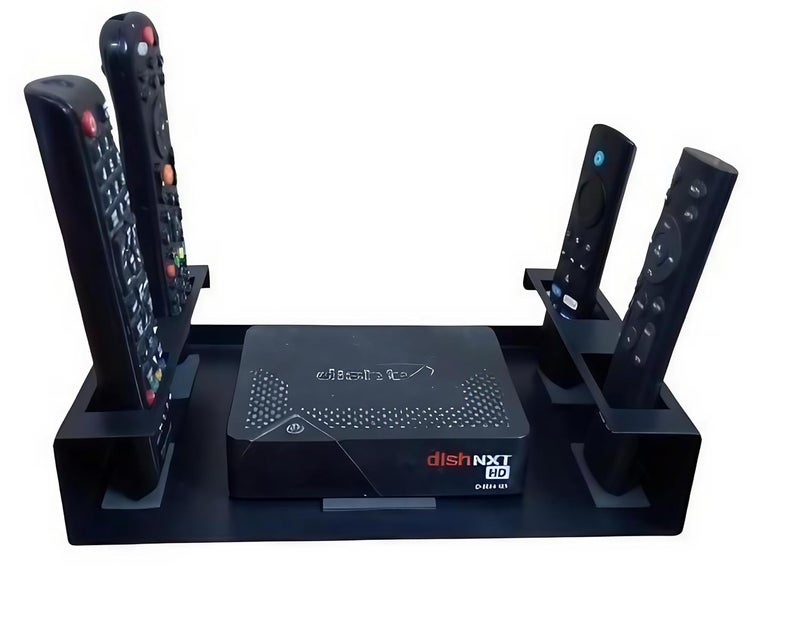 invont Set Top Box Wall Stand | Metal Setup Box Stand for Wall | 4 Remote Holder | Cable Management Slots | Cushioned Base for Set Top Box & Remotes | Black Powder Coated Organizer - Image 2