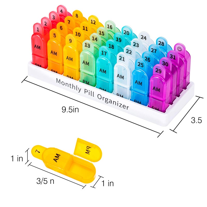 Daviky Monthly Pill Organizer 2 Times a Day - 30 Day Pill Box AM PM, BPA Free One Month Medicine Organizer Twice Daily, 31-Day Case to Hold Vitamins, Supplements & Medication - Image 5