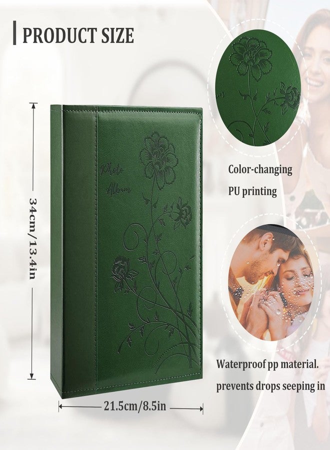 Artmag Photo Album 4x6 300 Photos, Extra Large Capacity Leather Cover Wedding Family Photo Albums Holds 300 Horizontal 4x6 Photos(Dark Green) - Image 2