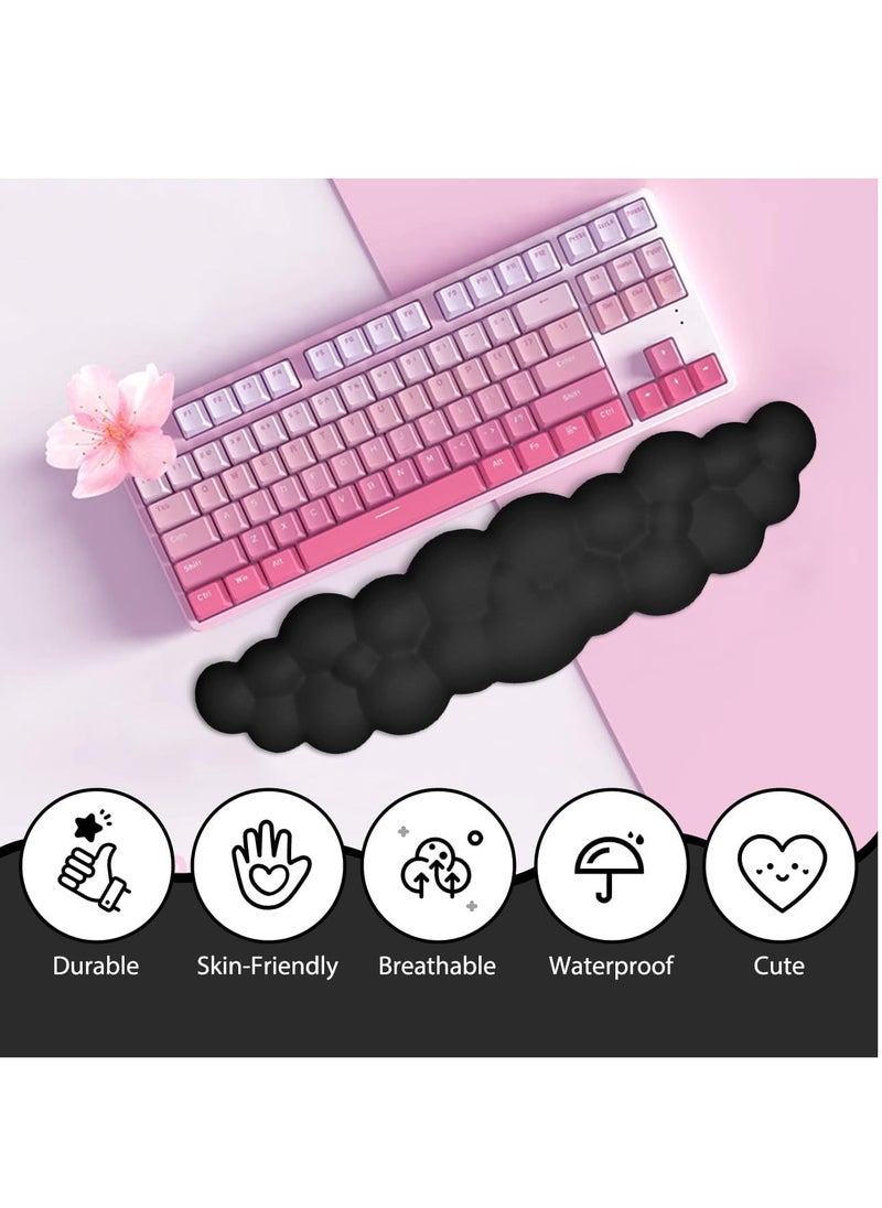 Cloud Wrist Rest Pad, 3 in 1 Keyboard Wrist Rest Set, Mouse Wrist Rest Pad, Non-Slip Wrist Support for Home Office Laptop Mac Gaming(Black)