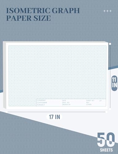 Aidunmis Isometric Graph Paper 11x17, 50 Sheets Large Graph Paper Pads, Top Landscape Glue Binding Blueprint Engineering Paper, Isometric Grid Paper 11x17 for Drafting, Architecture, Engineering and 3D Design - Image 2
