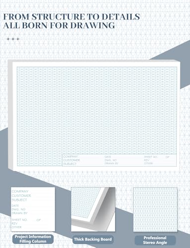 Aidunmis Isometric Graph Paper 11x17, 50 Sheets Large Graph Paper Pads, Top Landscape Glue Binding Blueprint Engineering Paper, Isometric Grid Paper 11x17 for Drafting, Architecture, Engineering and 3D Design - Image 3