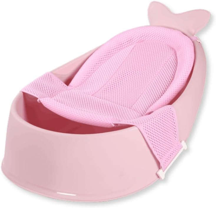 Turtees Baby Bathtub with Bath Seat Holder, Fish Shaped, Anti-Slip - Pink - Image 1