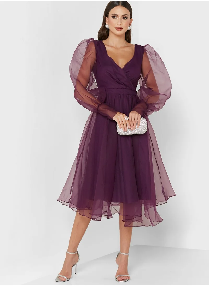 Ella Limited Edition Organza Sleeve Midi Dress