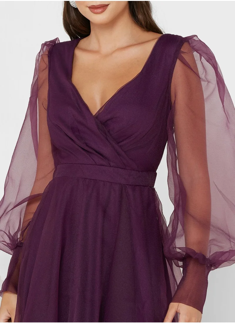 Ella Limited Edition Organza Sleeve Midi Dress