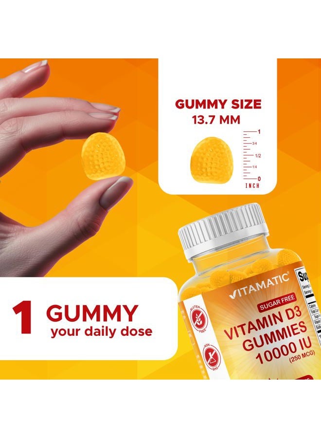 Vitamatic Sugar Free Vitamin D3 10000 IU - 120 Pectin Based Gummies - Great Taste - Healthy Bones, Mood & Immune System Function - Non-GMO - 120 Servings - Image 3