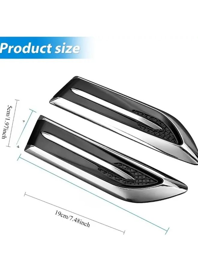 Varian Silver Black Self Adhesive Hood Side Air Intake Vent Trim For SUV Sedan Truck - Image 2