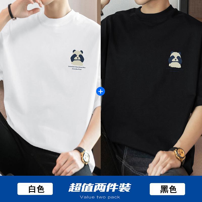 2025 Summer New T-shirt Round Neck Men's Loose Round Neck Cotton Sports Casual Fashion All-match Simple Trend - Image 5