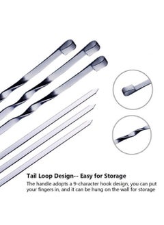 Yuwell 12 Pcs Stainless Steel Barbeque Skewers BBQ Skewer Set Reusable BBQ Needle For Kabab Fruit Salad Grill And Barbeque 60CM  - Image 3