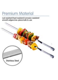Yuwell 12 Pcs Stainless Steel Barbeque Skewers BBQ Skewer Set Reusable BBQ Needle For Kabab Fruit Salad Grill And Barbeque 60CM  - Image 2