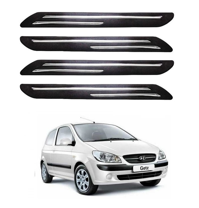 Bowrain Car Bumper Protector for Hyundai Getz - (Black, Pack of 4, Chrome Strip) - Image 1
