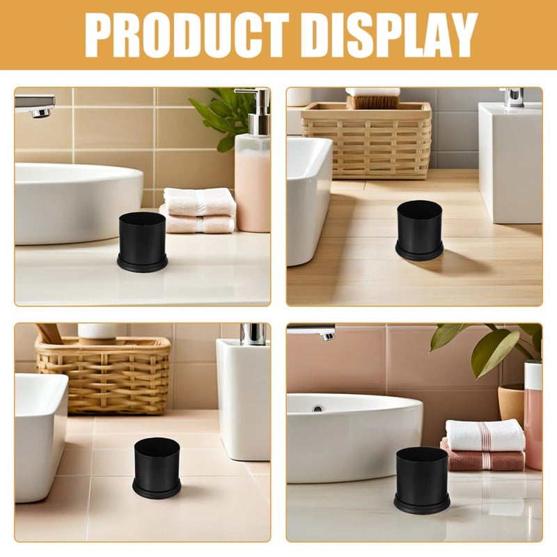 Modern Toilet Brush Stand With Stable Round Base Anti Splash Design Black Plastic - Image 4