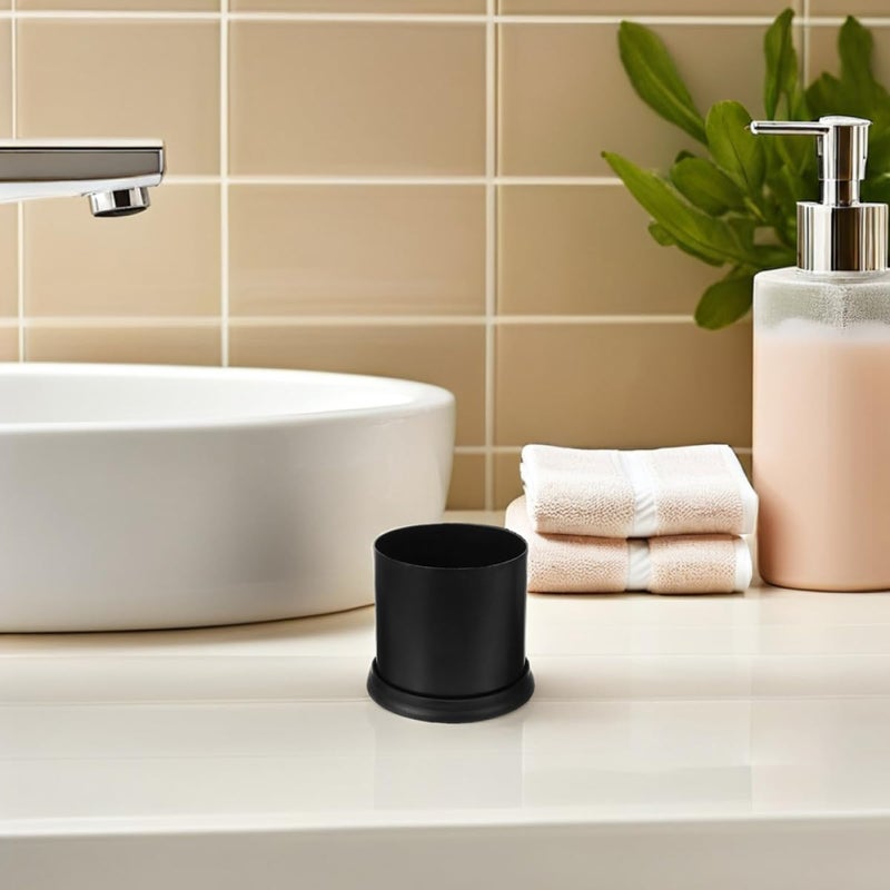 Modern Toilet Brush Stand With Stable Round Base Anti Splash Design Black Plastic - Image 5