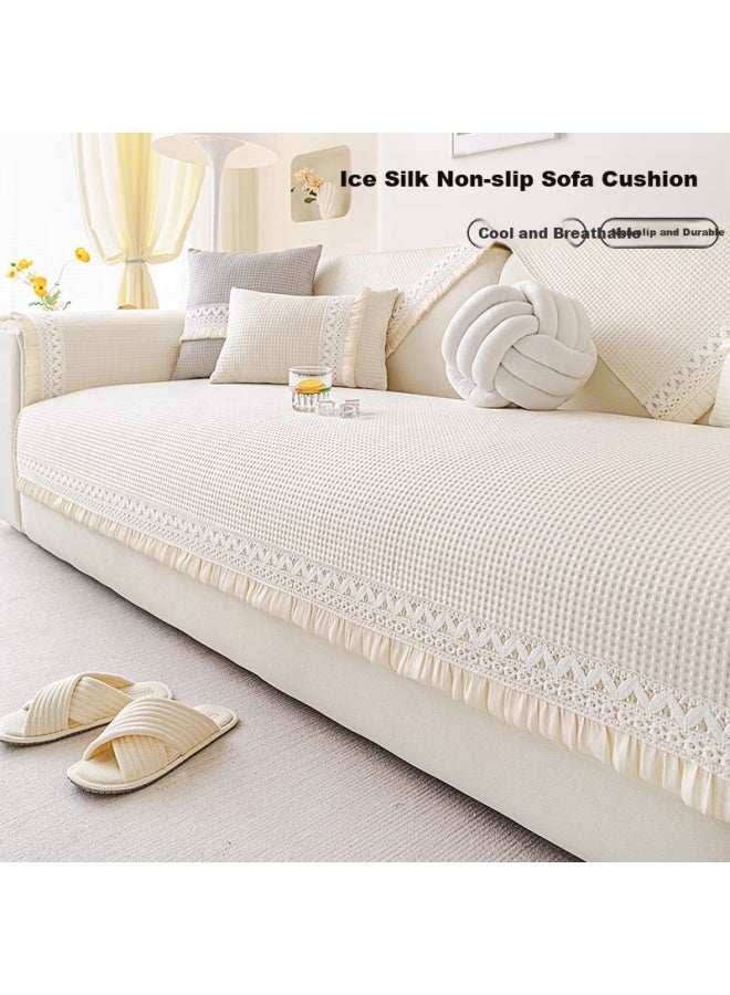 Avivi Ice Silk Sofa Cushion Summer Cool Mat Anti-Slip One-Piece High-End Seat Cover Cloth Towel Set Cover 90*90 Clear Foam - Image 1