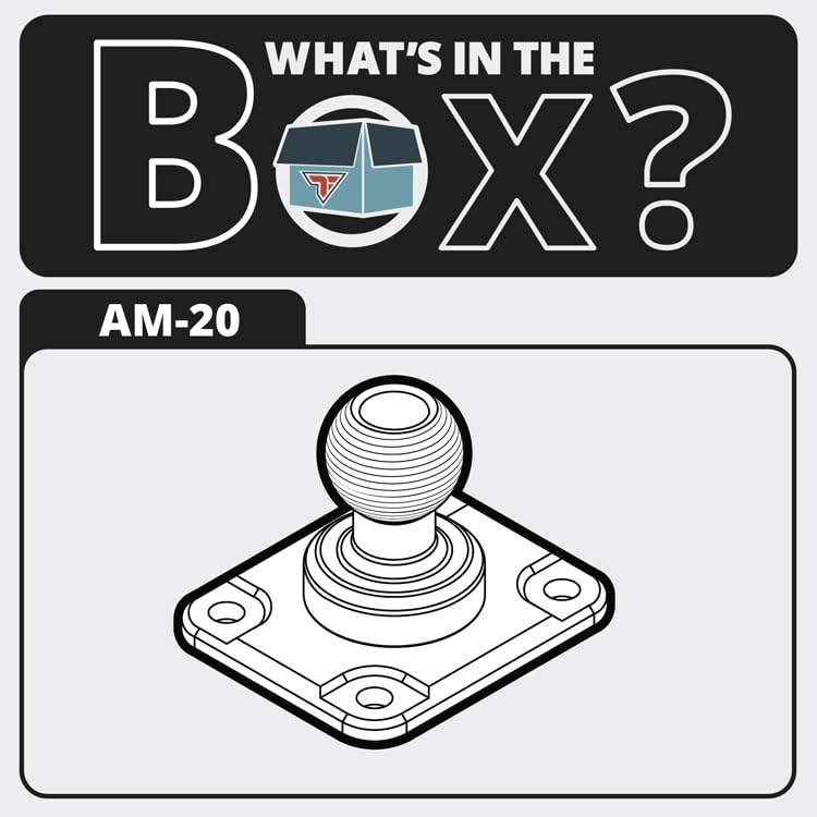 Tackform AMPS Mount - 20mm Ball | Aluminum | 4-Hole Drill Base | Mount to Dash, AMPS, or Grid Brackets | NOT Compatible with 1" / B Sized Systems - Image 3
