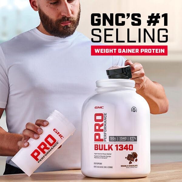 GNC Pro Performance Bulk 1340 Mass Gainer Protein Powder 50g Gluten Free Whey Creatine BCAA 3rd Party Tested Muscle Recovery  Growth Micronutrients Double Chocolate 9 Servings - Image 3