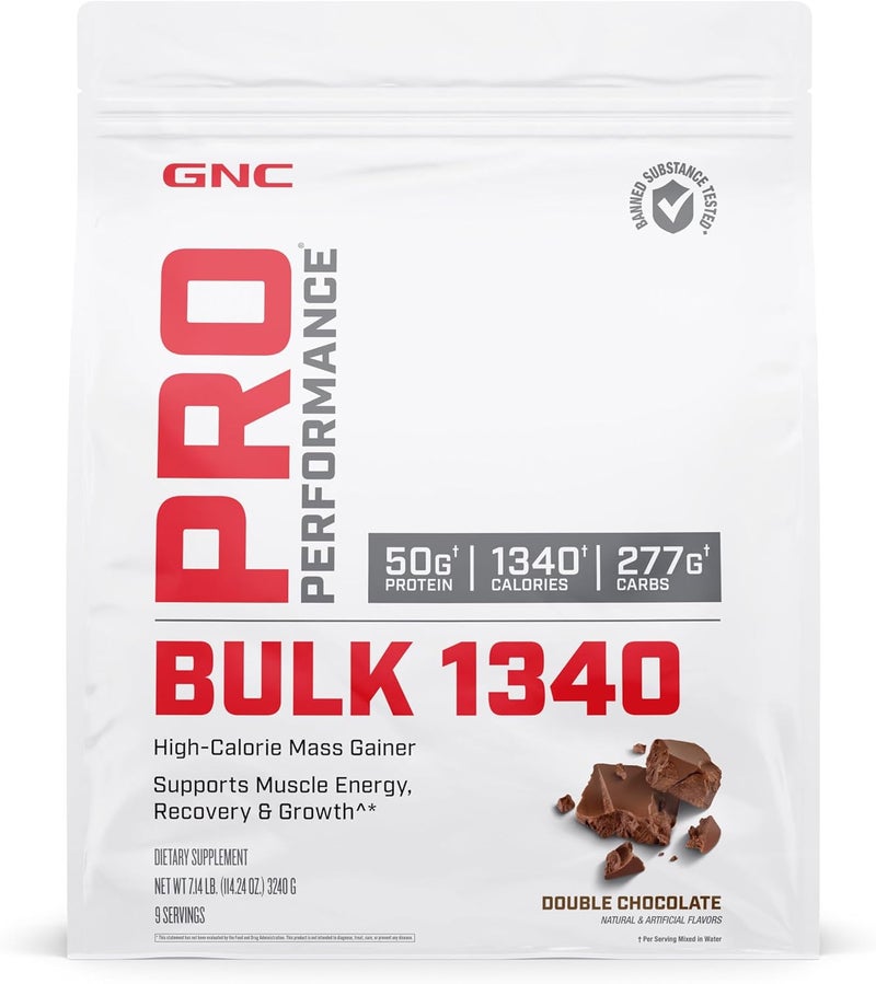 GNC Pro Performance Bulk 1340 Mass Gainer Protein Powder 50g Gluten Free Whey Creatine BCAA 3rd Party Tested Muscle Recovery  Growth Micronutrients Double Chocolate 9 Servings - Image 2