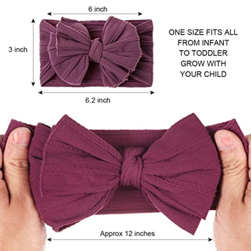 Big Bow Headband Set Knotted Headscarf for Baby - Soft Silk Elastic Nylon Hair Accessories GENTLE ON DELICATE SKIN for Newborns Toddlers - Image 4