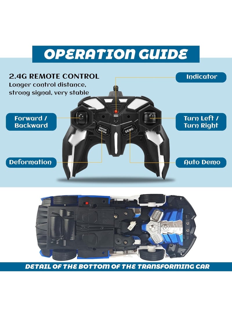 Bluejw Remote Control Car One-Button Deformation Transform Robot RC Cars 1:18 Scalerc Remote Control Vehicles with 360 Degree Rotating Birthday Toys for 3-12 Boy - Image 2