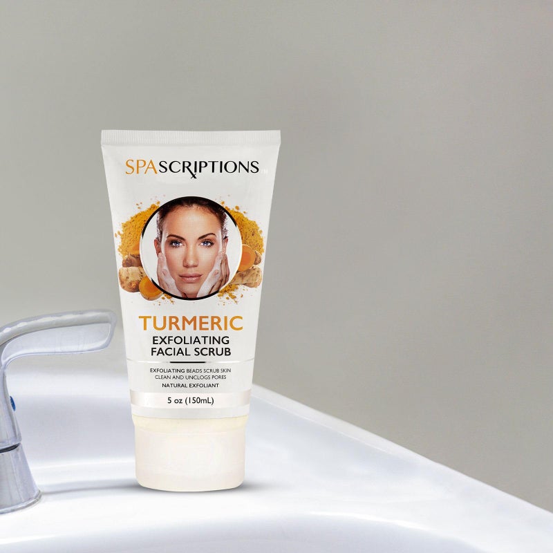 spascriptions Turmeric Exfoliating Facial Scrub Natural Exfoliant to Cleanse Skin, Facial Wash - 5 Oz. Deep Cleansing and Rejuvenating - Image 3