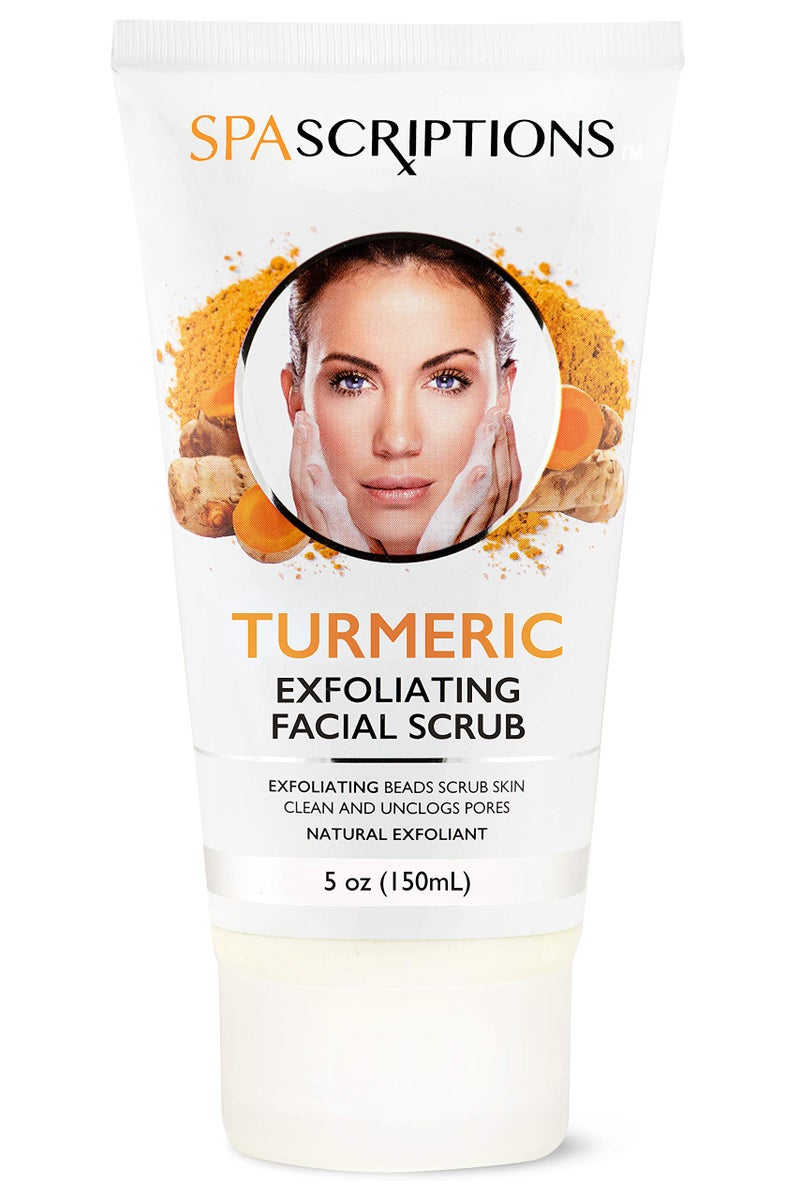 spascriptions Turmeric Exfoliating Facial Scrub Natural Exfoliant to Cleanse Skin, Facial Wash - 5 Oz. Deep Cleansing and Rejuvenating - Image 1