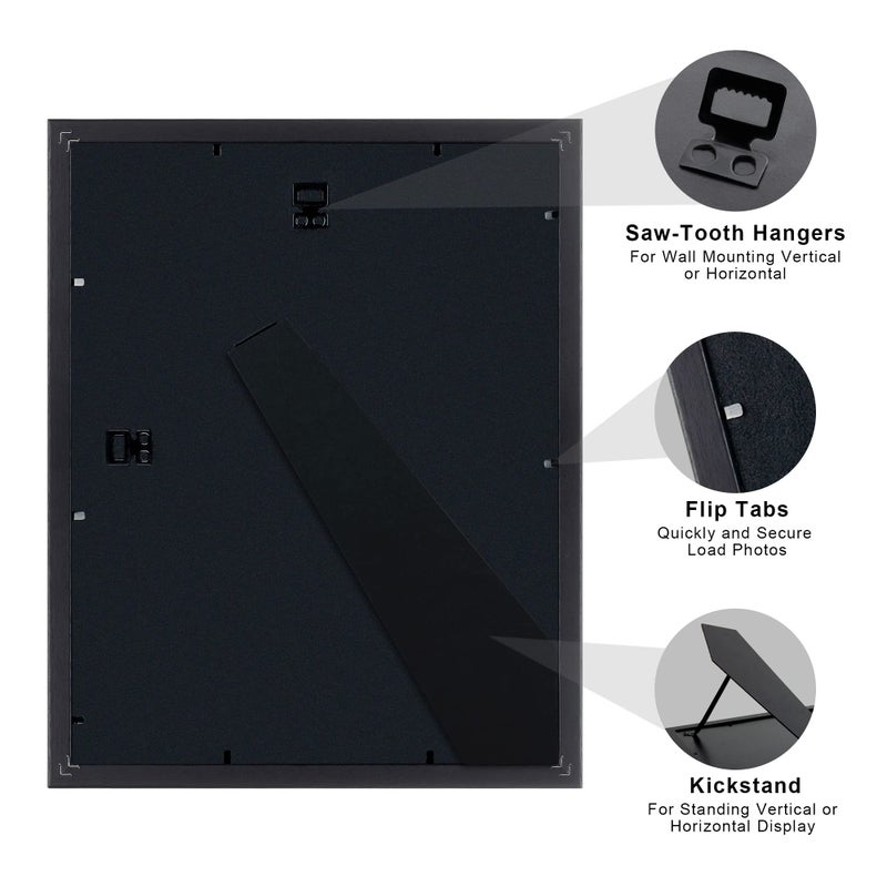 upsimples 11x14 Diploma Frame Certificate Degree Document Frame with High Definition Glass, 8.5 x 11 with mat for Wall and Tabletop, Black Double Mat, 1 Pack - Image 5