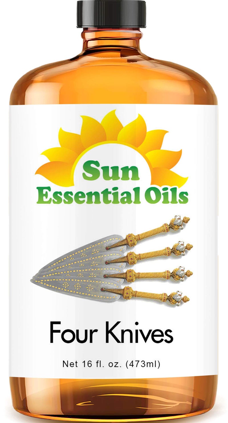 Sun Essential Oils â€“ 16 oz Four Knives Essential Oil Blend with Eucalyptus, Clove, Rosemary, Lemon & Cassia â€“ Spicy Scent for Diffuser, Skin, Candle Making, Cleaning, DIY & More - Image 1