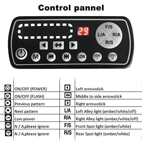 ASPL شريط ضوء تحذير أمني LED منخفض الارتفاع 48 بوصة 3 واط مثبت على السقف للطوارئ لشاحنة السحب ومركبة البناء / 29 وضع وميض / لوحة تحكم / أضواء زقاق - برتقالي - Image 5