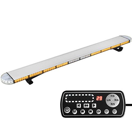 ASPL شريط ضوء تحذير أمني LED منخفض الارتفاع 48 بوصة 3 واط مثبت على السقف للطوارئ لشاحنة السحب ومركبة البناء / 29 وضع وميض / لوحة تحكم / أضواء زقاق - برتقالي - Image 1