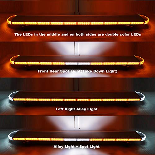 ASPL شريط ضوء تحذير أمني LED منخفض الارتفاع 48 بوصة 3 واط مثبت على السقف للطوارئ لشاحنة السحب ومركبة البناء / 29 وضع وميض / لوحة تحكم / أضواء زقاق - برتقالي - Image 2