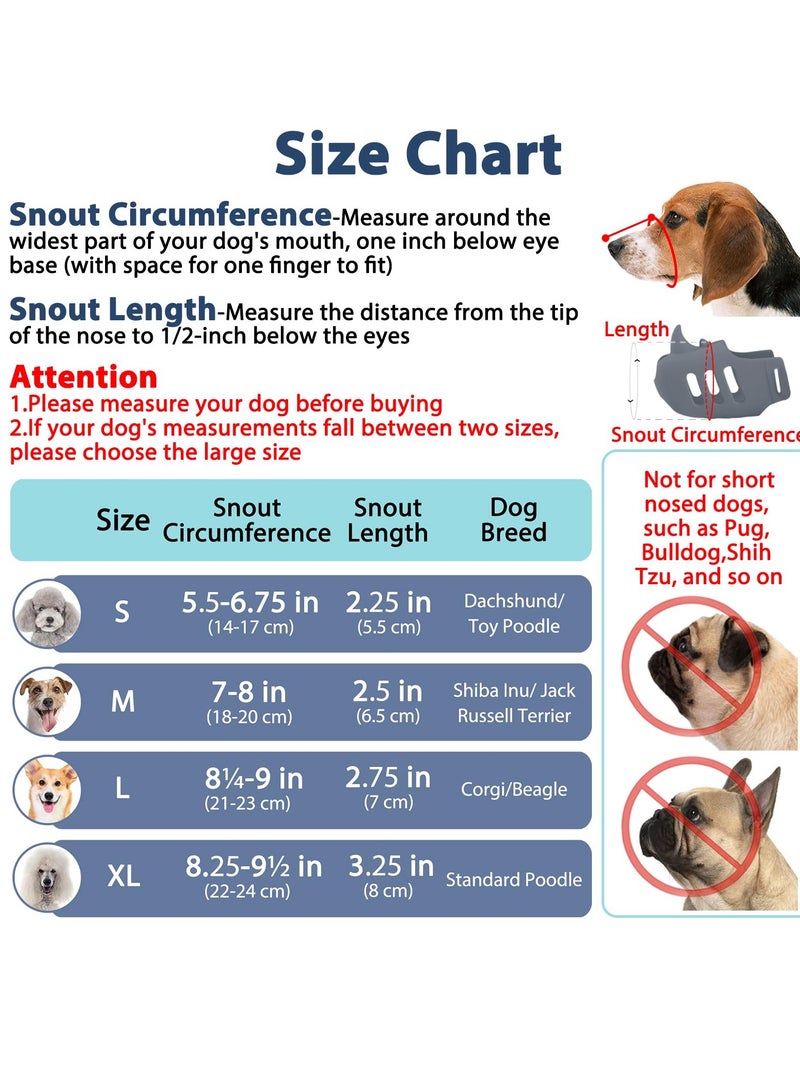 Excefore Dog Muzzle, Soft and Breathable Silicone Cage Muzzle for Small and Medium Dogs, Adjustable Strap, Prevents Biting and Chewing, Funny Rhino Design for Poodle and Dachshund (L) - Image 2