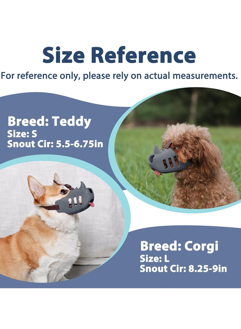 Excefore Dog Muzzle, Soft and Breathable Silicone Cage Muzzle for Small and Medium Dogs, Adjustable Strap, Prevents Biting and Chewing, Funny Rhino Design for Poodle and Dachshund (L) - Image 3