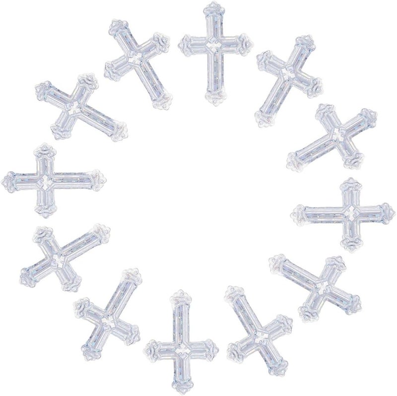 Healeved Multi-color Cross Confetti 90g Religious Party Decoration for Baptism Wedding Christening Table Scatter Silver Foil Fragments for Celebration Events - Image 1