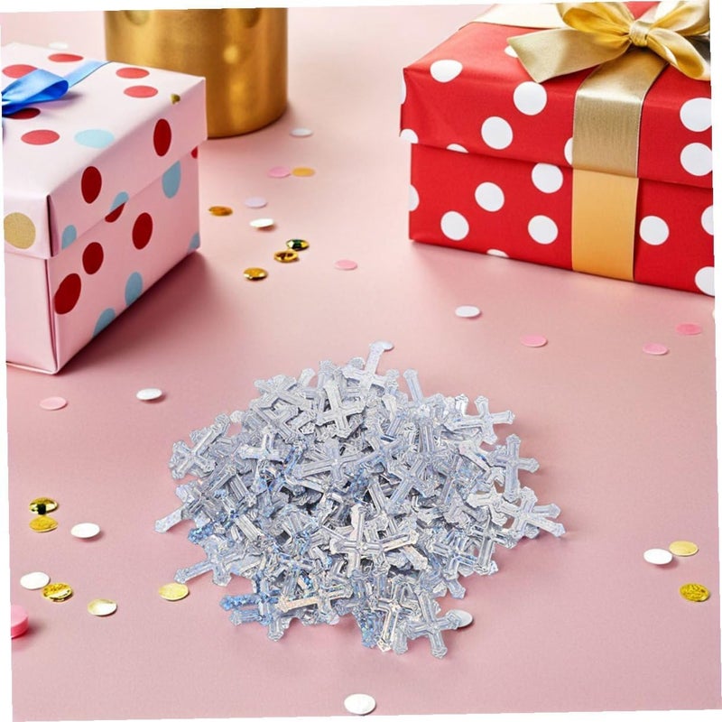 Healeved Multi-color Cross Confetti 90g Religious Party Decoration for Baptism Wedding Christening Table Scatter Silver Foil Fragments for Celebration Events - Image 5