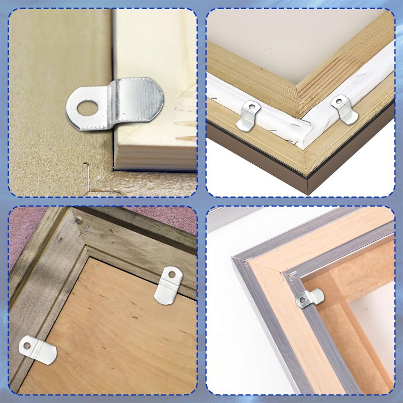 Pretwad Offset Canvas-Clips for Picture Framing - 40 pcs Heavy Duty Photo Frame & Painting Clamps with 20 Screws, Silver Photo Frame Clips Offset Mirror Clamps Clips(5 Pcs Each of 1/8", 1/4", 3/8", 1/2" ) - Image 3