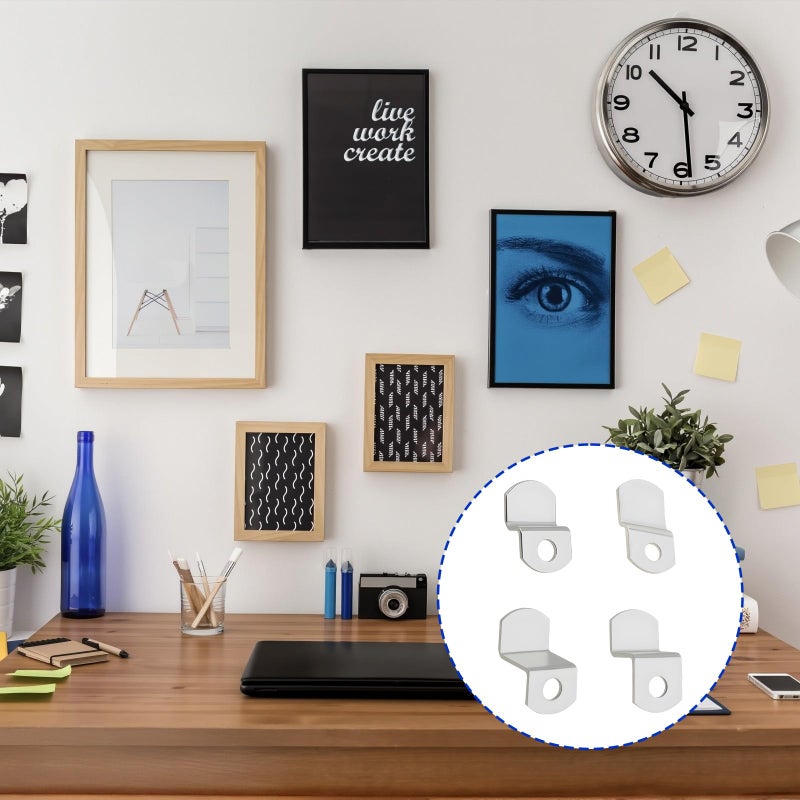 Pretwad Offset Canvas-Clips for Picture Framing - 40 pcs Heavy Duty Photo Frame & Painting Clamps with 20 Screws, Silver Photo Frame Clips Offset Mirror Clamps Clips(5 Pcs Each of 1/8", 1/4", 3/8", 1/2" ) - Image 4