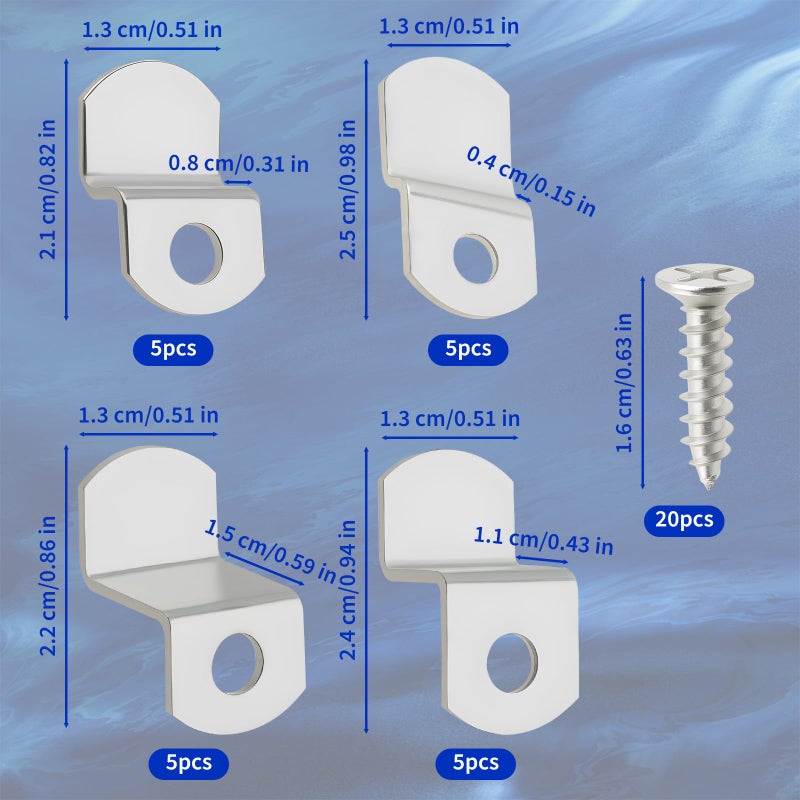 Pretwad Offset Canvas-Clips for Picture Framing - 40 pcs Heavy Duty Photo Frame & Painting Clamps with 20 Screws, Silver Photo Frame Clips Offset Mirror Clamps Clips(5 Pcs Each of 1/8", 1/4", 3/8", 1/2" ) - Image 2