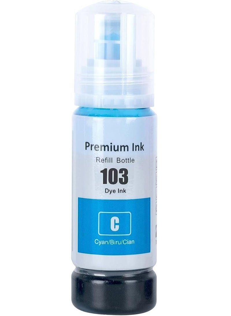 103 Ink Bottle 103 Ink C13T00S64A for L1200 Series L1210 L1250 L3100 Series L3110 L3111 L3116 L3150 L3151 (1 x 103 Cyan, 70 ml)  - Image 1