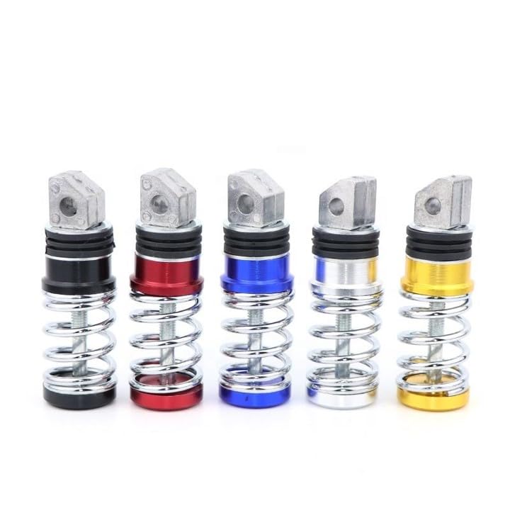 Guance Universal Stainless Steel Rear Foot Pegs with Spring Shock absorber Motorbike Rear Pegs Motorbike Footrests Compatable with all bikes and scooty (Red,2 Pcs) - Image 2