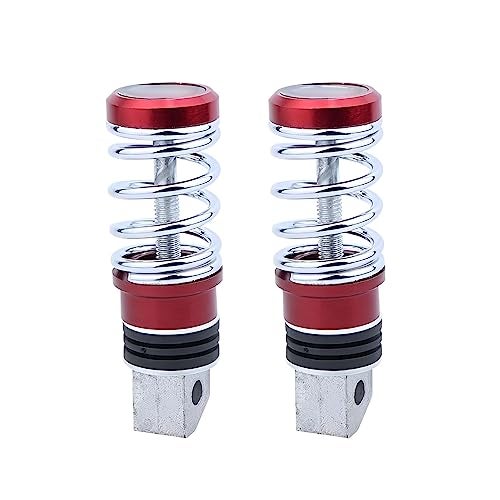 Guance Universal Stainless Steel Rear Foot Pegs with Spring Shock absorber Motorbike Rear Pegs Motorbike Footrests Compatable with all bikes and scooty (Red,2 Pcs) - Image 1